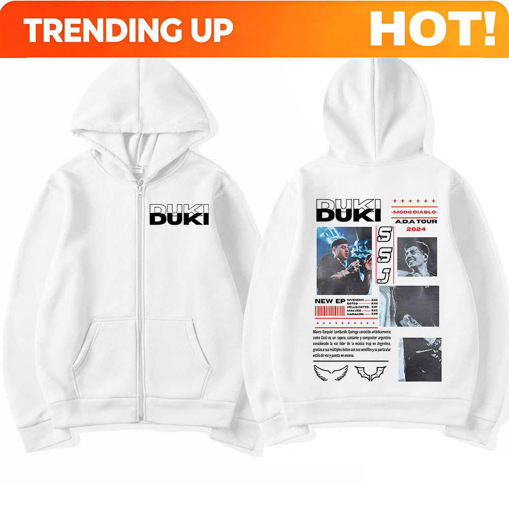 Mens Fashion Zip Up Hoodies - Rapper Duki ADA Tour 2024 Fermuarlı