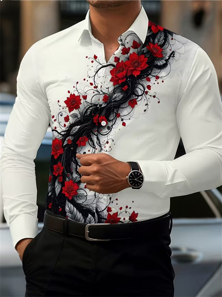 Erkek Kırmızı Gül Baskılı Uzun - Mens Fashion Clothes incelemesi ve fiyatı